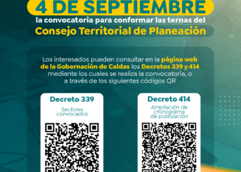 Gobernación de Caldas amplía hasta el 4 de septiembre la convocatoria al Consejo Territorial de Planeación