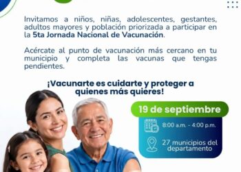 Territorial de Salud de Caldas invita a la población a participar en la Gran Jornada Nacional de Vacunación este 19 de septiembre